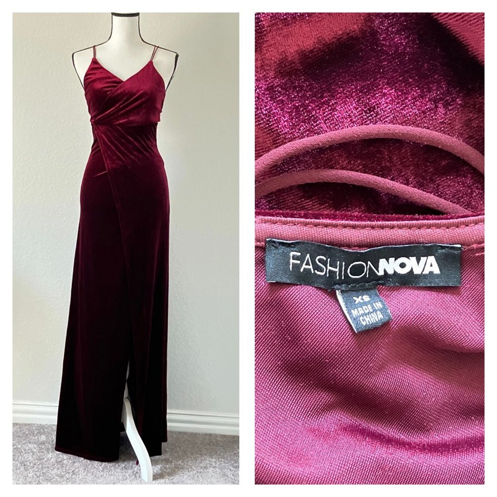 *SOLD* Size XS Crimson Velvet Maxi Dress